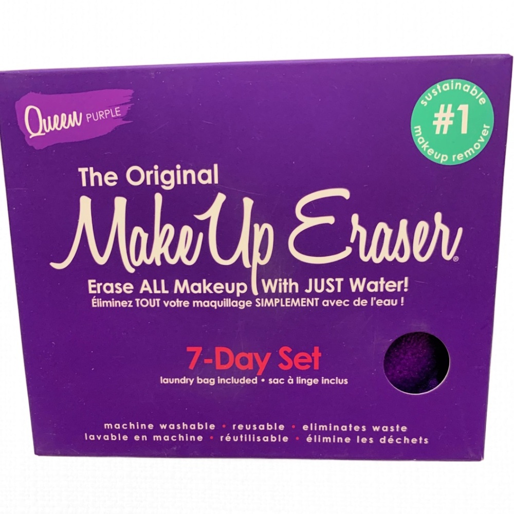 The Original MakeUp Eraser Queen Purple 7 Day Set with Laundry Bag NWB